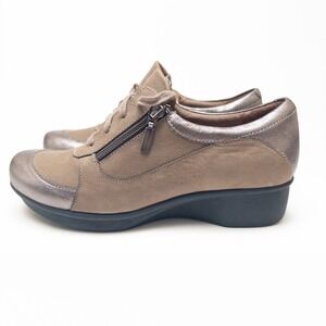 Dansko Taupe Metallic Wedge Sneakers